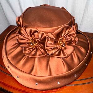 Mr HI's Classic Elegant Women’s Church Hat - Bronze / Brown